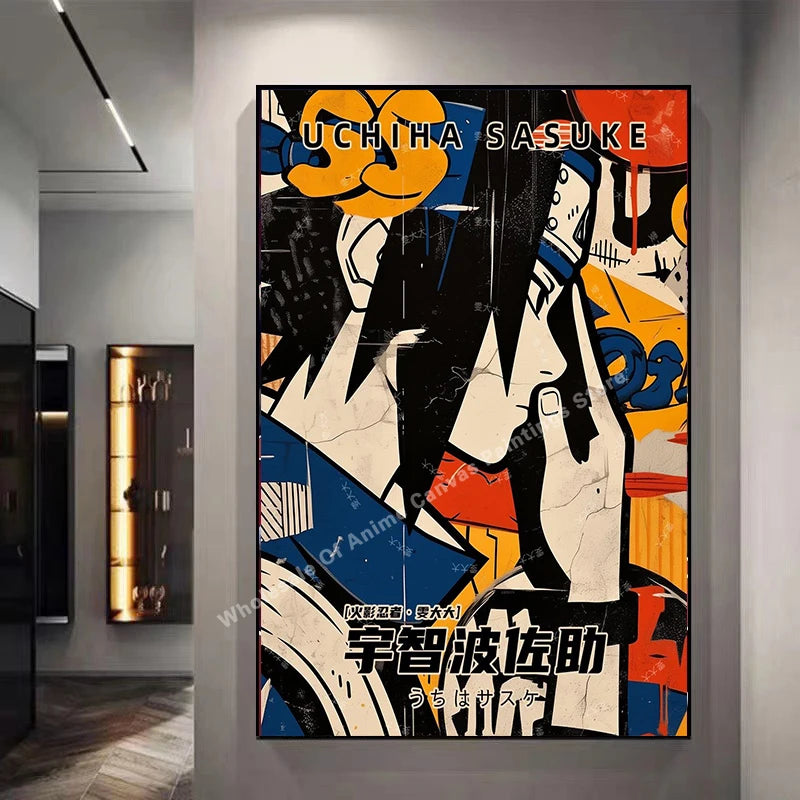 Naruto Poster By Kakashisuke Itachi Uchiha Akatsuki Graffiti Anime Character Oil Painting Modern Home Decoration Mural