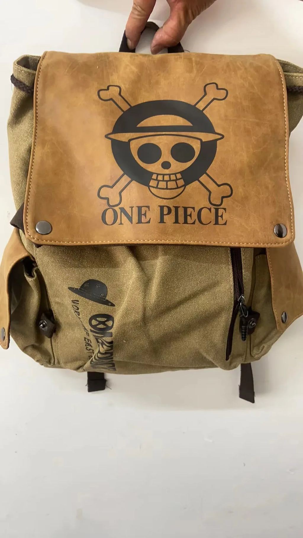 One Piece anime peripheral student schoolbag thickened washed canvas men and women backpack Naruto cartoon drawstring bag