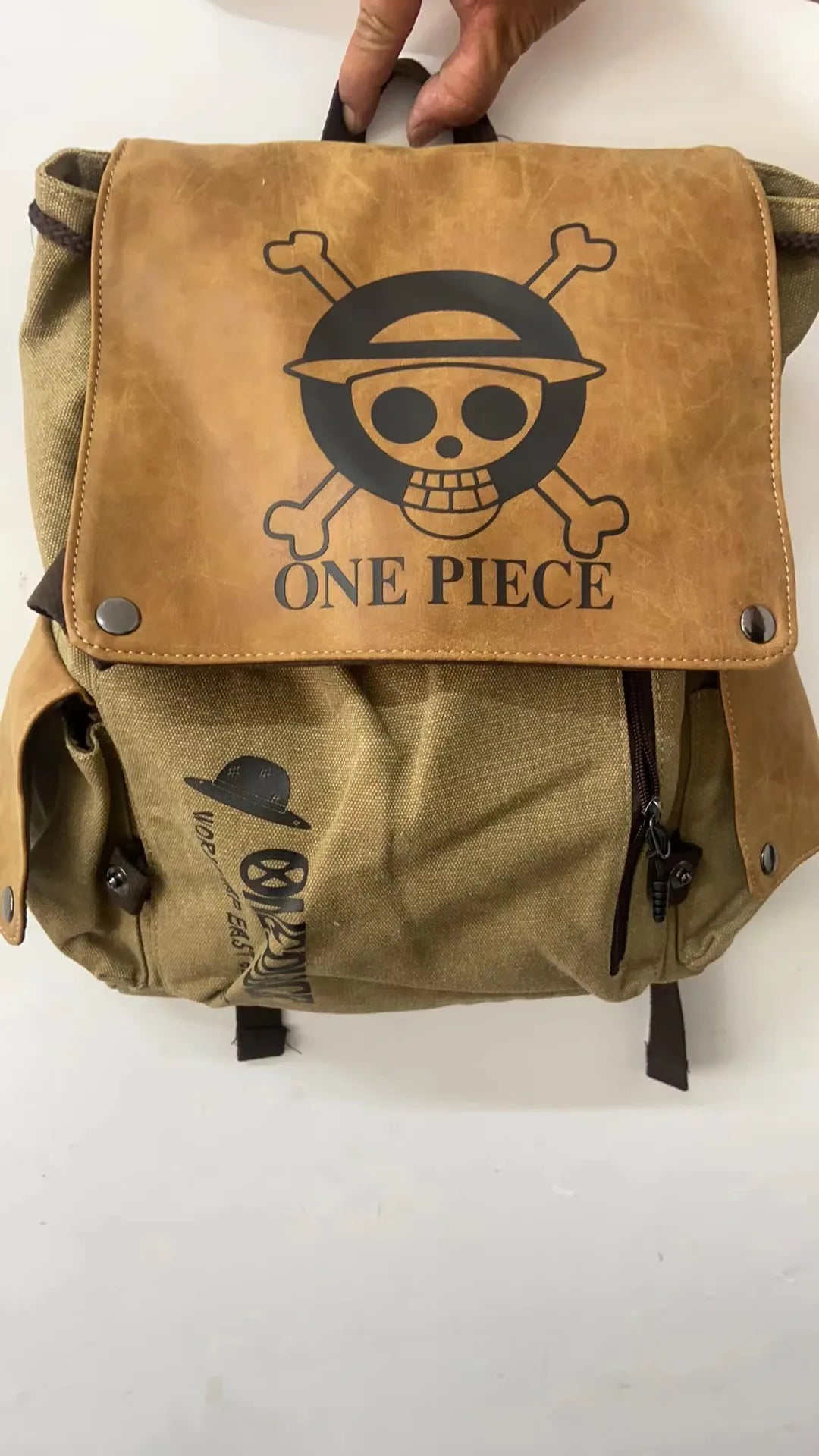 One Piece anime peripheral student schoolbag thickened washed canvas men and women backpack Naruto cartoon drawstring bag