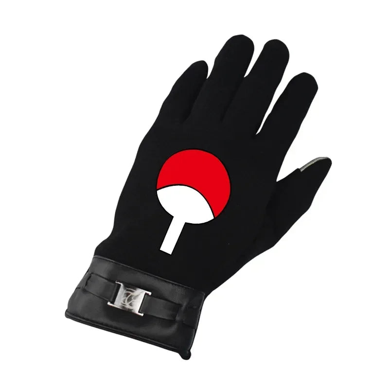 Anime Naruto Slayer Red Cloud Warm Gloves for Women Men Kids Winter Warm Fleece Full Wrap Cotton Touch Screen Gloves Toys Gifts