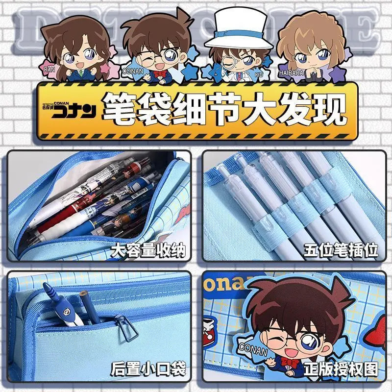 Detective Conan Ran Mouri Graythorn Anime Cartoon Character Pattern Large Capacity Stationery Box Student Pencil Case Prizes