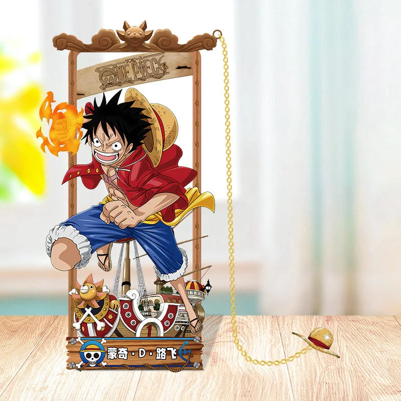 Anime One Piece Action Figures Metal Bookmarks Cartoon Luffy Zoro Ace Book Marks Collection Card Toys for Children Adult Gifts