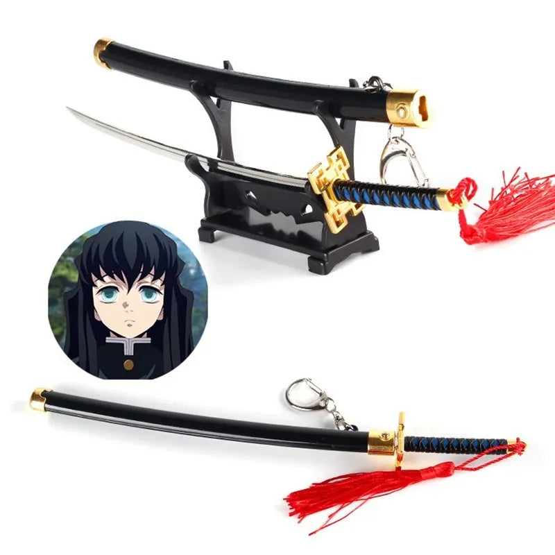 Demon Slayer Ghost Out Of The Blade Keychain Stove Door Charcoal Jielang Knife Knife Key Chain Sword Weapon Model