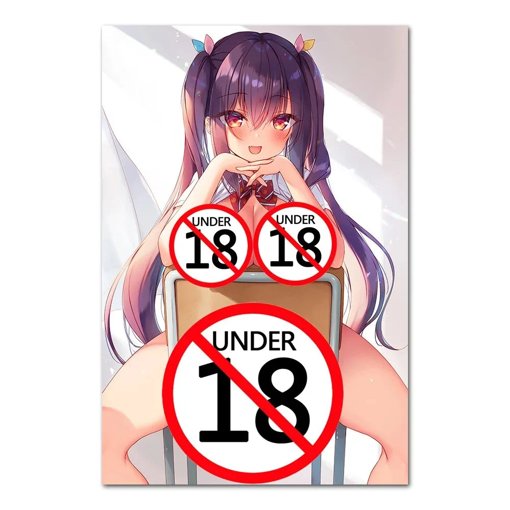 Manga Sexy Kawaii Girl Anime Posters Adult Cartoon Art Picture Canvas Printings Painting Wall Decor for Bedroom Living Room