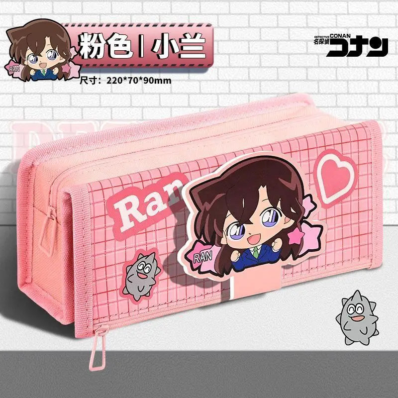 Detective Conan Ran Mouri Graythorn Anime Cartoon Character Pattern Large Capacity Stationery Box Student Pencil Case Prizes