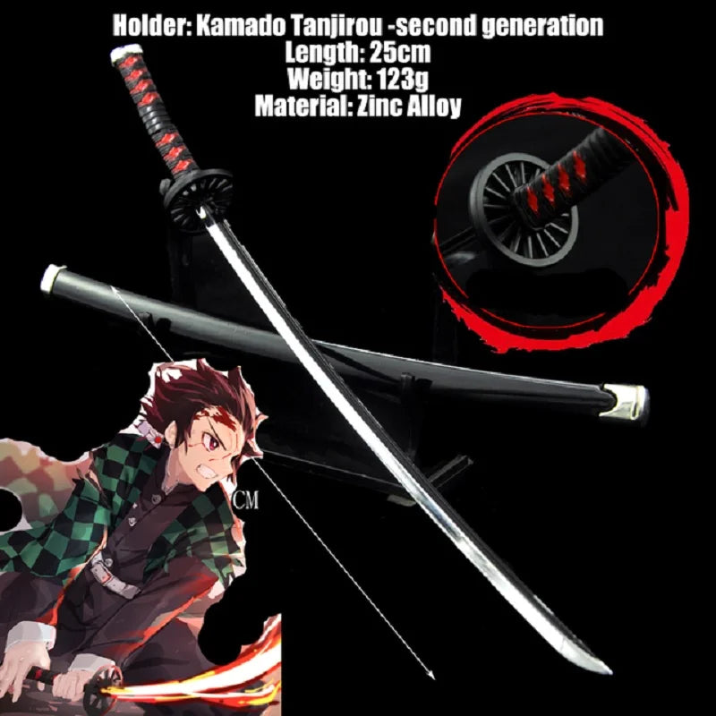 Demon Slayer Real Katana Swords 25cm Anime Demon Slayer Cosplay Metal Props Weapon Cosplay Props Battle Read Edge Bedroom Decor