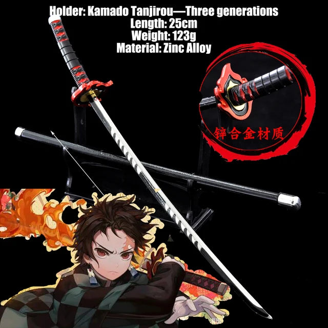 Demon Slayer Real Katana Swords 25cm Anime Demon Slayer Cosplay Metal Props Weapon Cosplay Props Battle Read Edge Bedroom Decor