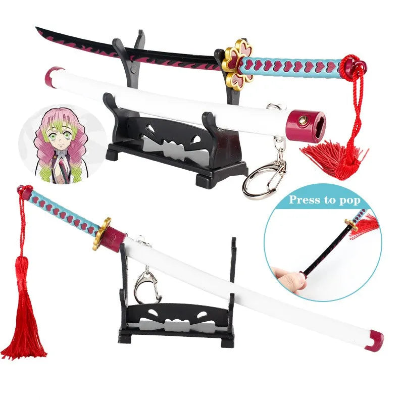 Demon Slayer Ghost Out Of The Blade Keychain Stove Door Charcoal Jielang Knife Knife Key Chain Sword Weapon Model