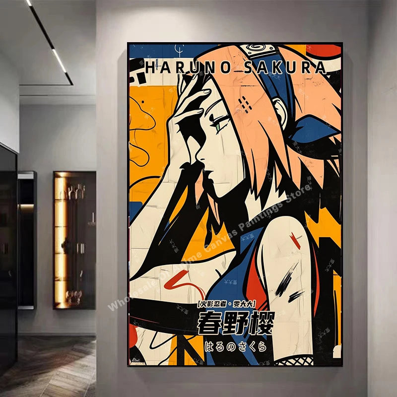 Naruto Poster By Kakashisuke Itachi Uchiha Akatsuki Graffiti Anime Character Oil Painting Modern Home Decoration Mural