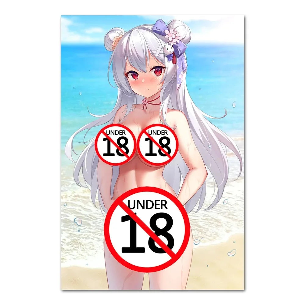 Manga Sexy Kawaii Girl Anime Posters Adult Cartoon Art Picture Canvas Printings Painting Wall Decor for Bedroom Living Room