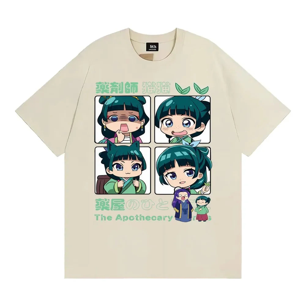 Manga Pharmacist Diarygraphic T-shirt for Womencute and Fashionable Short-sleeve Japanese Anime Harajuku Short Sleeve Casual