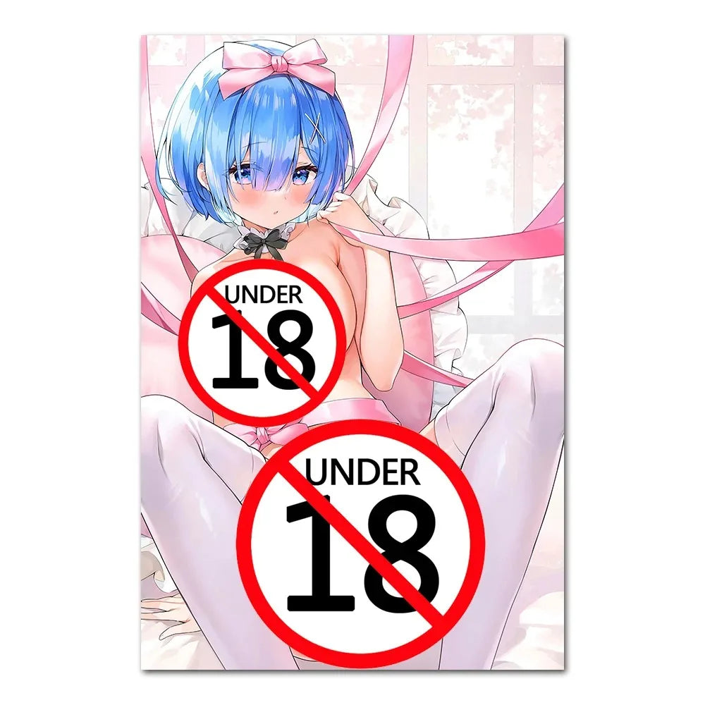 Manga Sexy Kawaii Girl Anime Posters Adult Cartoon Art Picture Canvas Printings Painting Wall Decor for Bedroom Living Room