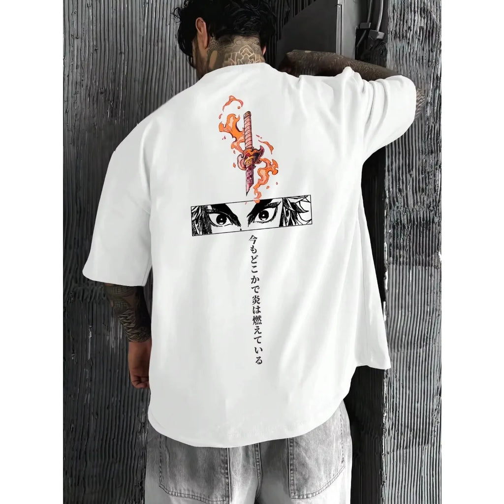 Demon Slayer 2025 Summer Anime Men's T-shirt  Loose Cotton Short Sleeve Graphic Tee Japanese Streetwear Casual Tops Y2k Clothes